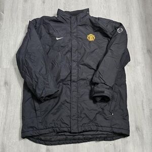 Vintage Y2K Nike Manchester United Puffer Warm Up Jacket Black Size XXL